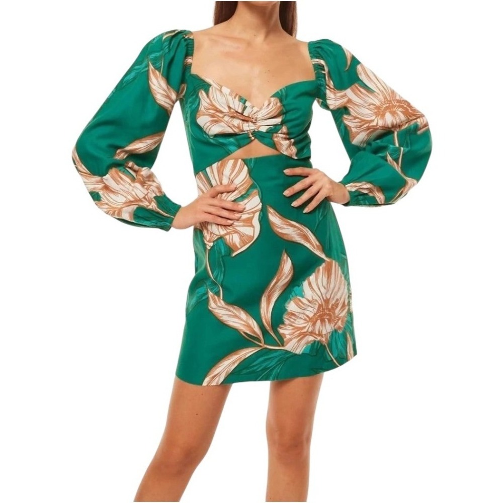 MISA Los Angeles  Dress‎ Women Medium Green Cartagena Floral Cutout Nina Mini